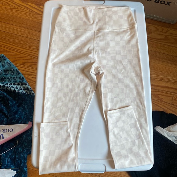 Cream checkered leggings - Picture 1 of 2